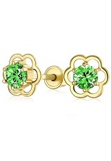 lovely mini flower cz May birthstone baby earrings